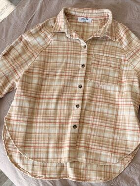 Double Zero Cream & Tan Plaid Button-Down Shirt